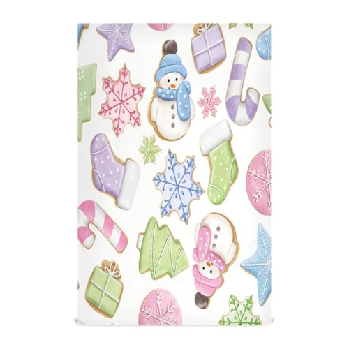 Festive Cookies White Dish Rag Set, 28x18 Decorative Kitchen Hand Towels Fun Kitchen Towels