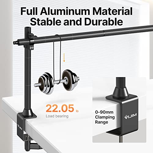 JUSMO LS15 Pro Camera Desk Mount, Aluminum Overhead Camera Mount Rig, Table Multi-Device Pole to Mount Magic Arm Clamp, DSLR, Cameras, Phone, Light, Microphone, Streaming, Studio, Max Load 22 lb by jusmo - Image 2