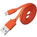 Produktbild Adhiper Micro USB Flachladekabel für JBL Flip 4, Clip 3, Charge 3, Go 2, Pulse 3, Trip, Link 20, Tune 500BT und UE Boom 2 & 3 Bluetooth Lautsprecher, Schnelllade Ersatz Netzkabel (1m/Orange)