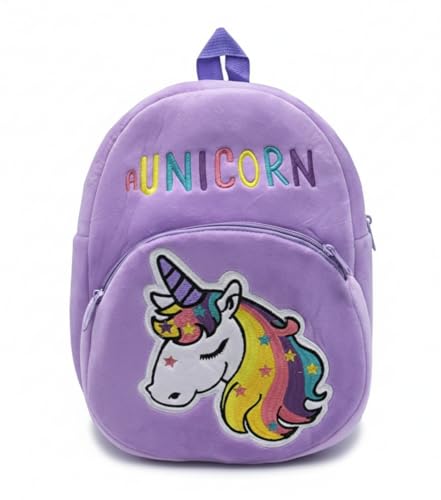 RBRN Kids Soft Picnic Carry Travelling Cartoon Animal School Bag Soft Plush Standard Backpack For Nursery 2 To 5 Baby Boys Girls Years (Unicorn)