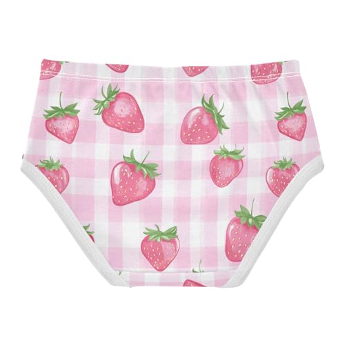 Wusikd Strawberry Girls' Underwear Cotton Pink Checkered Girls Briefs Soft Toddler Underwear 2T2