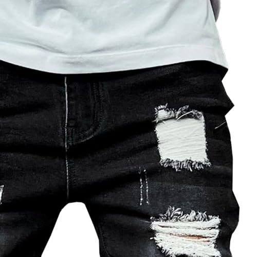 Men Slim Fit Destroyed Jeans Distressed Tapered Denim Pants Comfort Straight Streetwear Jean4