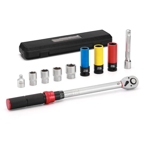 Mayouko 10PCS 1/2 Drive Torque Wrench Set, Car Wheel Torque Wrench 20-230Nm with Extensions, Sockets, Adapter, Dual-Direction Adjustable 72 Tooth, CR-V