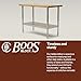 John Boos Maple Wood Top Work Table, 48”x24”x36” – 1.5” Thick Tabletop, 86-lb Kitchen Station with Wooden Edge-Grain Table & Steel Base, & Adjustable Shelf