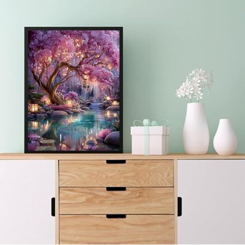 Image of Eiazuiks Stamping Cross Stitch Kit, Courtyard Counting Cross Stitch Kit for Adult Beginners, Full Line DIY Stitching Kit for Home Decor Cross Stitch Patterns 12x16 inches