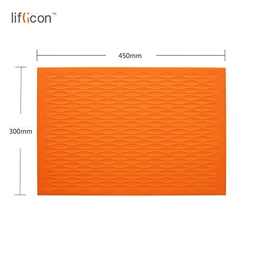 Liflicon Silicone Place Mat For Dining Table Reusable Kids Place Mat Hot Pad Pot Holders Spoon Rest Baking Mat Pet Food Mat Non-Slip Trivet Mat Size 17.72''11.81''-Orange #TOP2