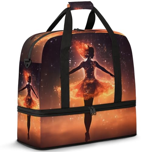 Large Weekender Overnight Bags Abstract Modern Woman Fire Travel Duffel Bag for Women Men Gym Bags With Shoe Compartment Foldie Travel Tote Bag Carry On Personal Item Bag for Travel Gym Sports