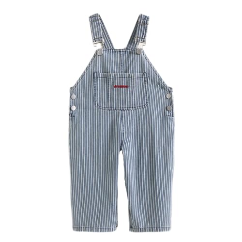 12Months-6Years Unisex-Baby And Toddler Overall Stripe Print Adjustable Straps Denim Jumpsuits & Romper