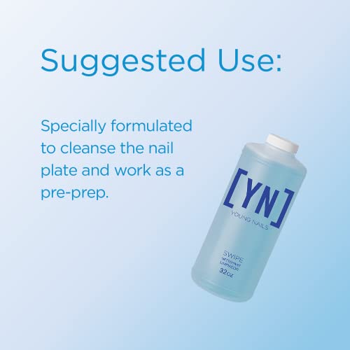 Young Nails Swipe | Prep Nail Plate By Dehydrating And Cleansing | Removes Dust, Dirt, Oils, And Contaminants Before Nail Enhancement Application - 32 Oz #TOP3