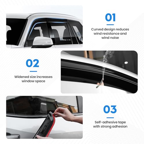 Image of Highlander Rain Guards - Window Visors for Toyota Highlander 2020-2024, Out-Channel Side Window Rain Guards for Highlander, 4PCS, Black, Car Accessories