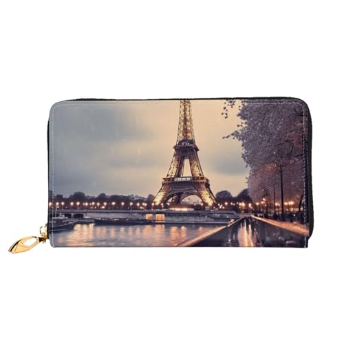 Eiffel Tower Winter Rainy Women's Wallet Large Capacity Credit Card Holder Zip Phone Clutch Ladies Travel Purse