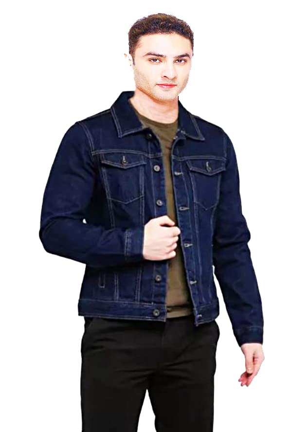 athrz Men's & Boys' Denim Navy Washed Toned Denim Jacket - Full Sleeve, Button-Front, Regular Fit Casual & Trendy Coat (Size M)-picture-12