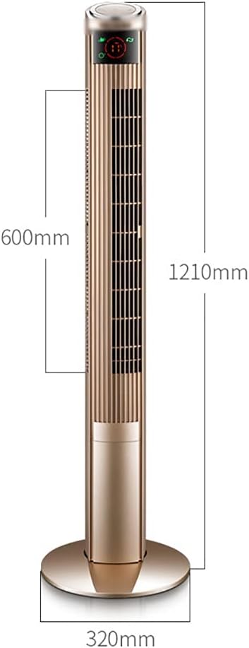 Standing Fan Tower Oscillating Fan 3 Speed Settings Pedestal Remote Control LED Display with Space-Saving Design (Color : White) (Gold)