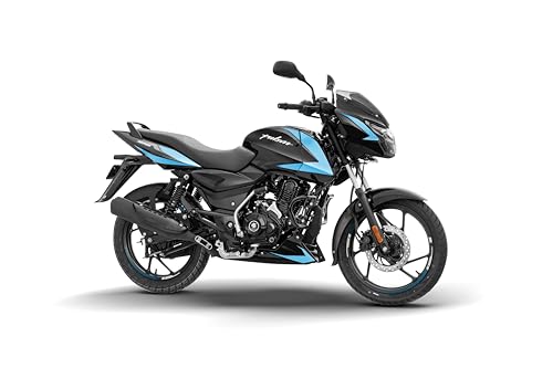 Image of Bajaj Pulsar 125 Disc Carbon Graphics Motorcycle, Single Seat, Ebony Black Cyan Blue, Booking for Ex-Showroom Price