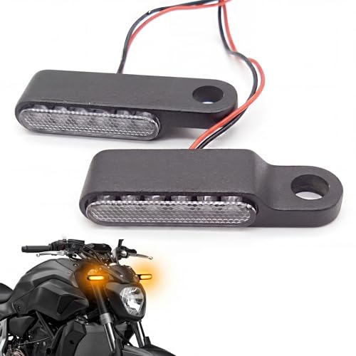 Image of Mini LED Motorcycle Turn Signal Lights Black 12V 2 Pack | 12V Mini Bolt-On Blinkers, Front Rear Universal, Fit Harley Honda Yamaha Cafe Racer Cruiser ATV Motorbike