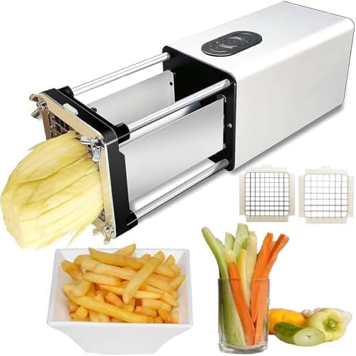 Electric French Fry Cutter with Stainless Steel Blades for Professional Vegetable Slicing of Potatoes, Carrots, and Cucumbers,Black