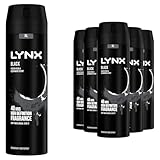 Lynx Black Deodorant Spray for Men 6 Pack, Body Spray with Long-Lasting Fragrance that Keeps You Fresh All Day, Suitable for All Skin Types, 200ml Each