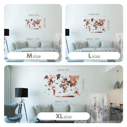 Evwed Wooden World Map Wall Decor, Housewarming Gift Idea World Travel Map thumb #5