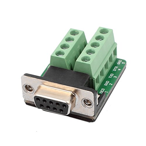 Generic DB9 RS232 Serial Female Adapter Plate 9 Position Terminal Connector Signal Module Green With Insulation Pads