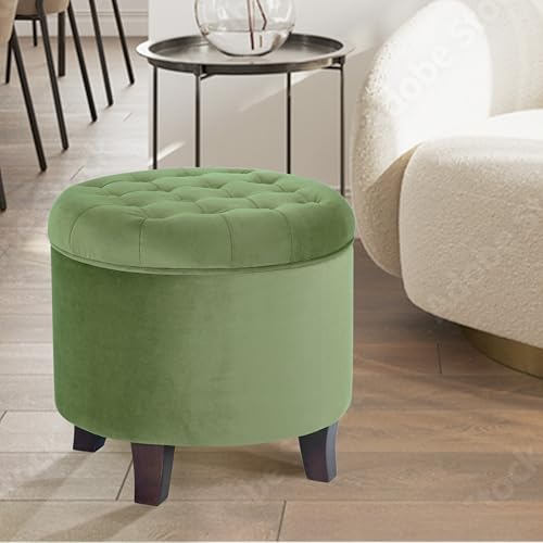 image for Homepop Home Decor | Upholstered Round Velvet Tufted Foot Rest Ottoman