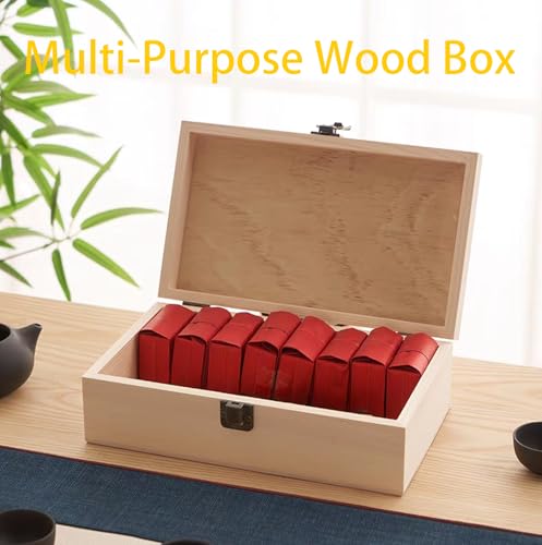 Image of Wooden Box with Hinged Lid - 8x6x3 Inch Unfinished Wood Box for Crafts DIY - Plain Natural Solid Pine Storage Box with Clasp for Jewelry Keepsake Desk Organization and Gift Decor