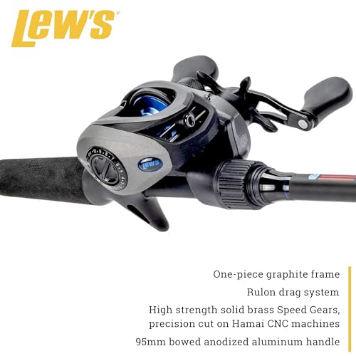 Lew’s American Hero Baitcast Reel and Fishing Rod Combo, 7-Foot Medium-Heavy Power Fast Action IM6 Graphite Rod, Left-Hand Retrieve, Gray/Black/Blue by Lew's - Image 3