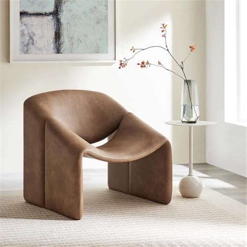 Sillón con tapizado vegano y estructura metálica marrón miniatura 2