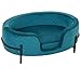 Pawhut Sofá Cama para Mascotas Perros Pequeños Gatos con Cojín Acolchado Desmontable Base de Metal Bordes Elevados 64x40x24 cm Turquesa