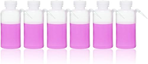 Labvida 6 botellas de lavado unitario de boca ancha, vol.500 ml, botella de LDPE