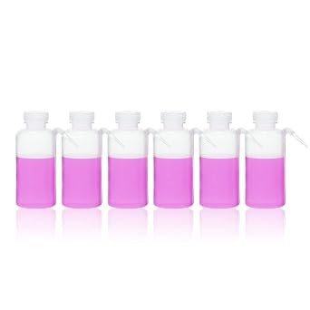6pcs of Wide Mouth Unitary Wash Bottles, Vol.500ml 17oz, LDPE Bottle with PP Draw Tube, LVM008