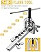 Turnirace 25 ft 3/16in Zinc-Plated Brake Line Flaring Tool Kit, Includes 3-in-1 Tube Bender, Double & Single Flaring Tool Set, 1 Tube Cutter, 2 Threads Unions, 20 Fittings