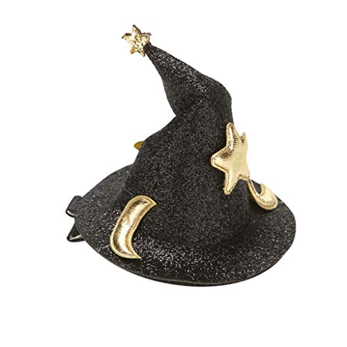Kolylong Halloween Épingle à Cheveux Enfant Fille Pinces à Cheveux Coiffeur avec Décoration de Chapeau de Sorcière accessoires pour cheveux (Noir) Cover