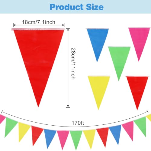 Image of RUBFAC 1700ft 1200pcs Colorful Pennant Banner Flags Bulk