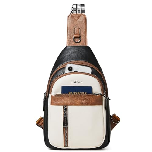 LATMAP Crossbody Bag Damen 7L,Brusttasche Damen PU Leder Wasserdicht Umhängetasche Diebstahlsichere Sling Bag für Sports Outdoor Reise