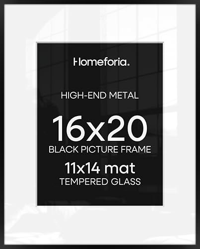 Homeforia 16x20 Black Picture Frame with Mat