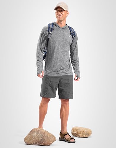 Image of Men's Sun Protection Hoodie Shirts Long Sleeve UPF 50+ Swim Shirts for Men Rash Guard Fishing Shirt Quick Dry