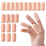 GUSXPPD 20 Stück Fingerschutz Bei Verletzung, Atmungsaktives Fingerkuppenschutz, Fingerschutz Silikon, Gel-Fingerschutze hautfarben, Wiederverwendbare Gel Fingerlinge Für Wunden, Fingerrisse, Blasen