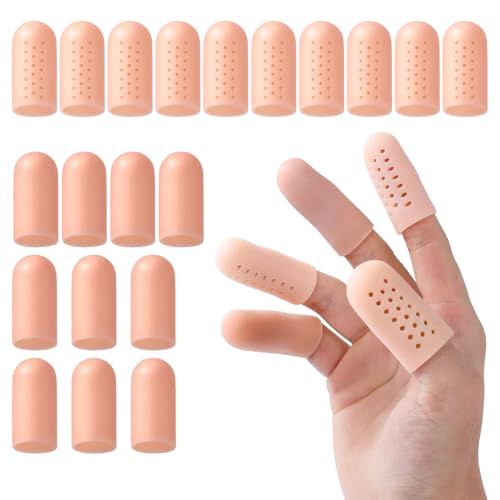 GUSXPPD 20 Stück Fingerschutz Bei Verletzung Atmungsaktives Fingerkuppenschutz Fingerschutz Silikon Gel-Fingerschutze hautfarben Wiederverwendbare Gel Fingerlinge Für Wunden Fingerrisse Blasen