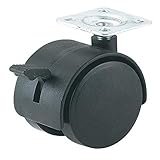 Steelex D2634 2-Inch Black Nylon Furniture Swivel Plate Caster with Brake, 65-Pound Capacity