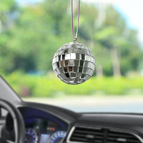 Foviza Car Mirror Hanging Accessories Fashion Disco Ball Car Pendant Creative Car Rear View Mirror Hanging Ornament Lightweight For Auto Window Backpack #TOP2