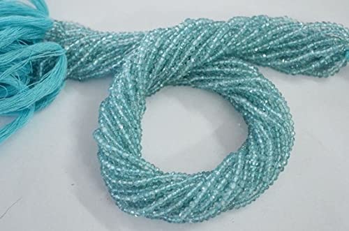 Aquamarine Quartz micro faceted 3mm 4mm perle naturelle lithothérapie x2
