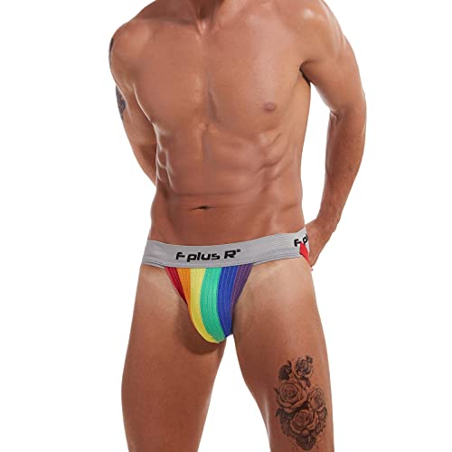 Yoobng Men's Athletic Supporter Jockstrap Stretchy Waistband Breathable Bulge Underwear Rainbow #TOP2