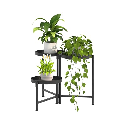 3 Tier Tall Metal Plant Stand, Duty Tiered Flower Shelf for Patio Garden