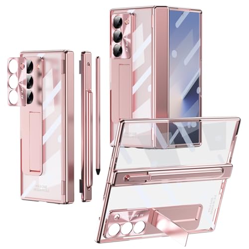 for Galaxy Z Fold5 ��p ���������P�[�X S �y���z���_�[�ƒ��߉\�ȃ��^���X�^���h�t�� �X�N���[���v���e�N�^�[���� �����O�z���_�[ �ϏՌ� ���^ �M�����N�V�[ Z Fold 5 �J�o�[ �܏�ݎ��X�^���h ���C�����X�[�d�Ή� ������� ��