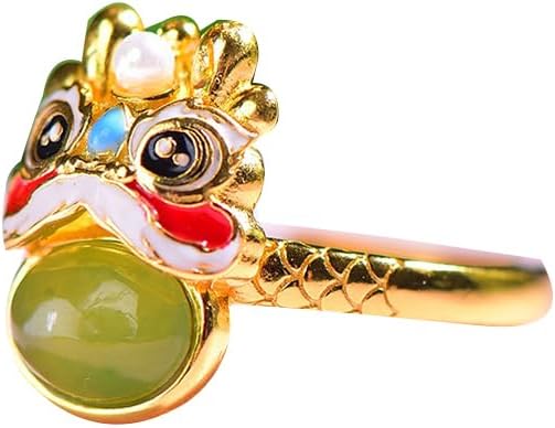S925 Silver-Inlaid Natural Jasper Auspicious Tiger Enamel Ring Opening Adjustable Including Certificate