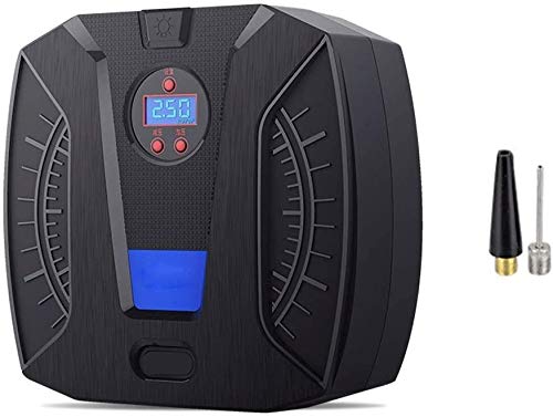 Digital Tyre Inflator, Tyre Pump Air Compressor，Air Compressor Car Pumps For Tyres, portable Digital Electric Tire Pump Digital Tyre Inflator with Larger Air Flow, 3 Nozzle Adaptors, LED Light