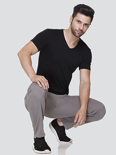 Image of Plus Size Cotton Loop Knit Lowers for Men, Zip Pocket, Night Pant, Joggers, Sports Trousers, Gym n Lounge Wear Track Pant for Boys Grey 4XL
