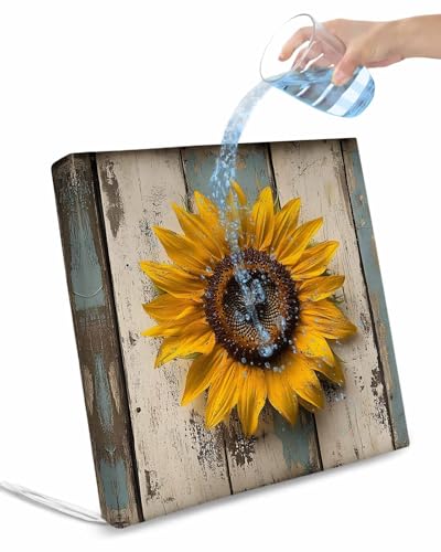 2 Pack Vintage Sunflower Waterproof Cushion Covers with Ties, Outdoor Patio Chaise Lounge Chair Seat Cushion Slip Covers Replacement(Only Cover) Farmhouse Wooden Botanical Floral 22