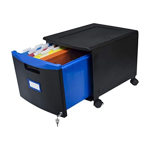Storex 61269U01C File Cabinet, 1-Drawer, Black/Blue