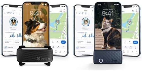 Tractive Smart Pet GPS Tracker Bundle | 1 Dog Tracker + 1 Cat Tracker | Real-Time Location, Wellness & Vital Signs Monitoring | Virtual Fence, Bark Monitoring & Territory History